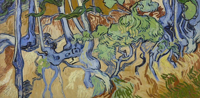 文森特·梵高（Vincent van Gogh） –1890年，根和树干油画