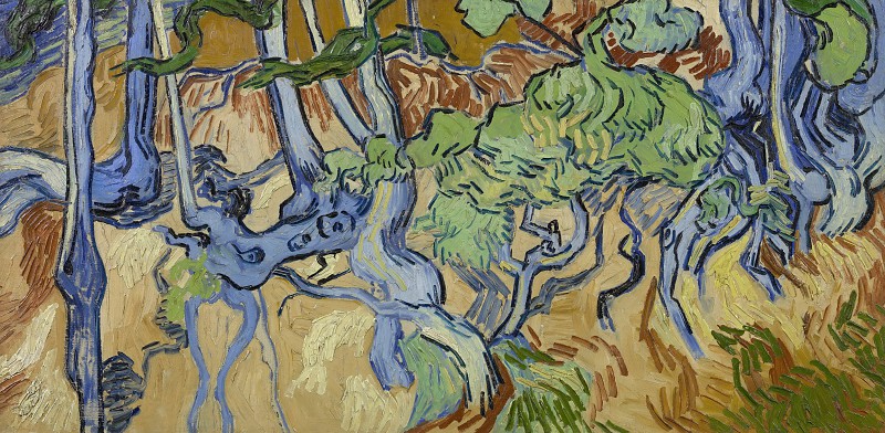 文森特·梵高(Vincent van Gogh) –1890年,根和树干油画