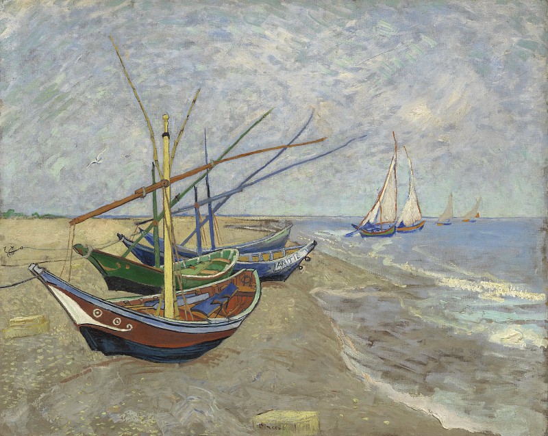 文森特·梵高（Vincent van Gogh） –海滩上的渔船油画