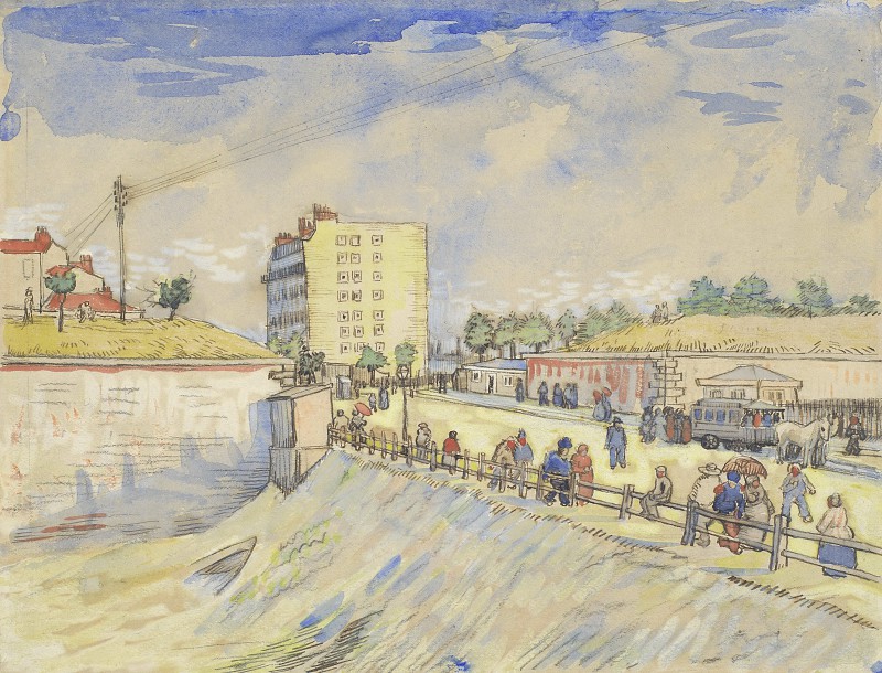 文森特·梵高(Vincent van Gogh)–1887年,在巴黎城墙之门油画