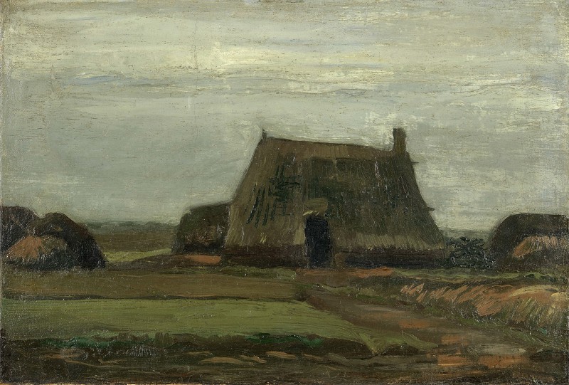 文森特·梵高（Vincent van Gogh） –带泥炭堆的农场油画