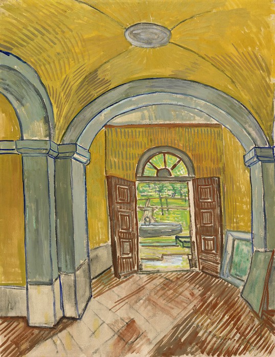 文森特·梵高（Vincent van Gogh） –庇护所的前庭油画