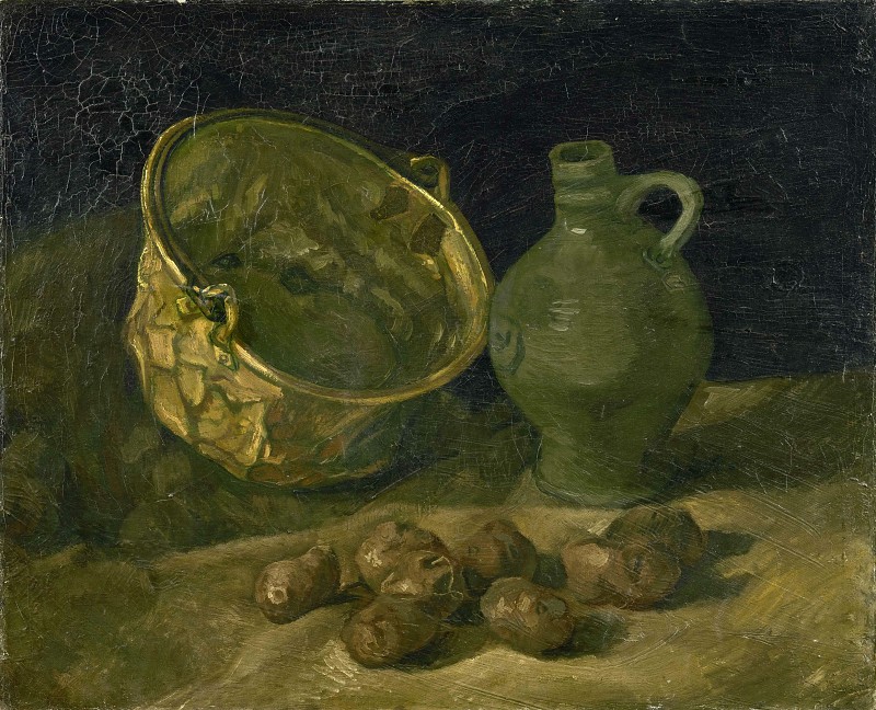 文森特·梵高（Vincent van Gogh） –黄铜，大锅和水罐静物油画