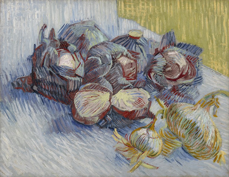 文森特·梵高（Vincent van Gogh） –静物：红白菜和洋葱油画
