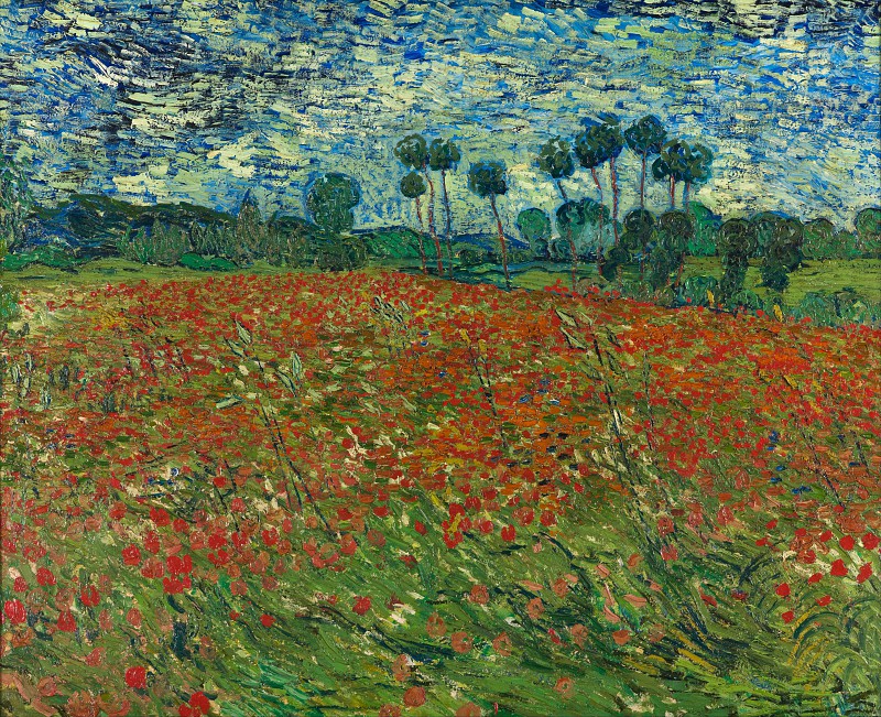 文森特·梵高（Vincent van Gogh） –1890年罂粟花田油画