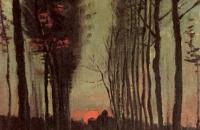 文森特·梵高作品–《日落时的白杨树大道》油画