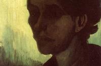 文森特·梵高 –一位戴着黑帽子的年轻农民妇女的头像 油画作品