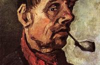 文森特·梵高作品–《带管道的农民头像》油画