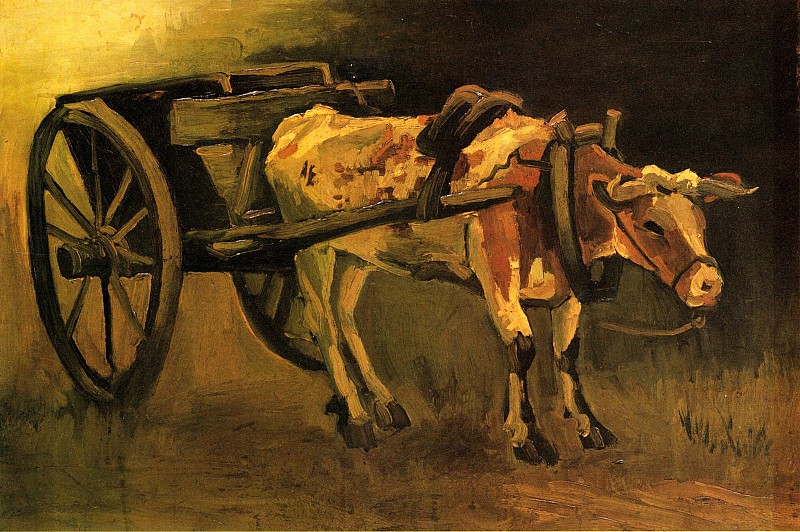 文森特·梵高（Vincent van Gogh） –带黄牛的购物车油画