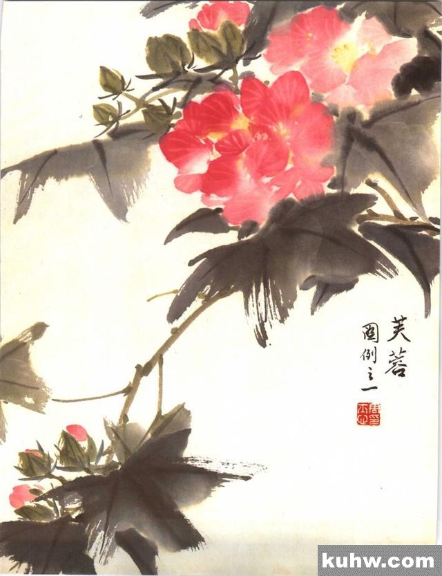 四季花卉画谱之芙蓉的画法 | 分享