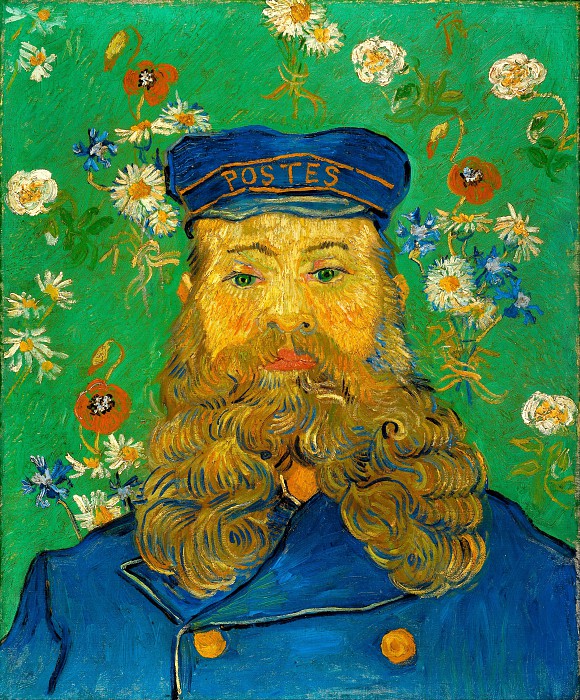 文森特·梵高(Vincent van Gogh) –邮递员约瑟夫·罗林的肖像,1889年油画