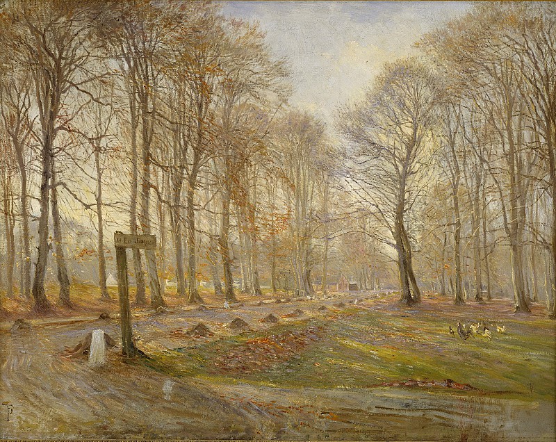 西奥多·菲利普森（Theodor Philipsen）-秋夜，1886年，哥本哈根，北部的贾格斯堡鹿公园油画