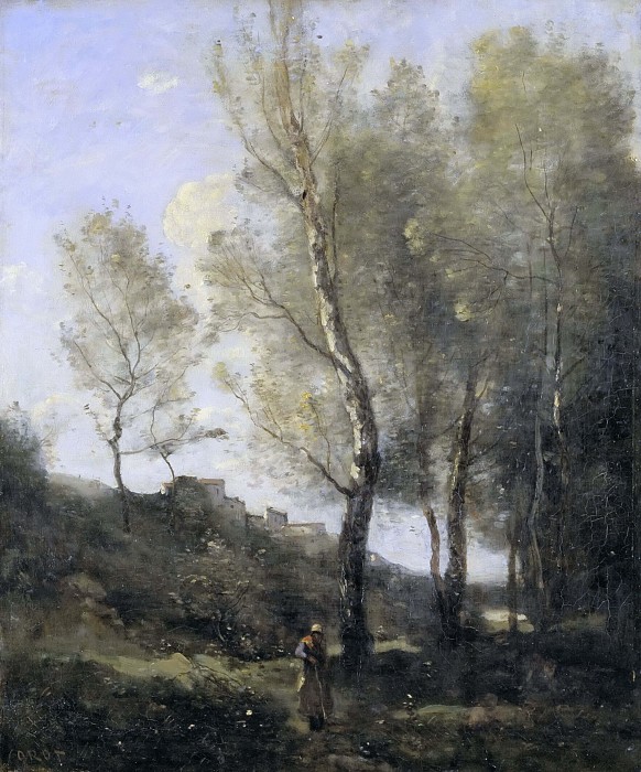 让·巴蒂斯特·卡米尔·柯罗（Jean-Baptiste-Camille Corot ）（1796-1875）–杨树风景油画