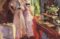 康斯坦丁·阿列克谢维奇（1861-1939）–在打开的窗口中油画