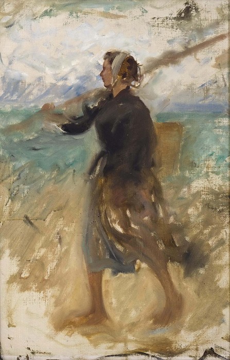 奥古斯特·威廉·尼古拉斯·哈格堡（August Wilhelm Nikolaus Hagborg） –来自法国北部的渔女油画