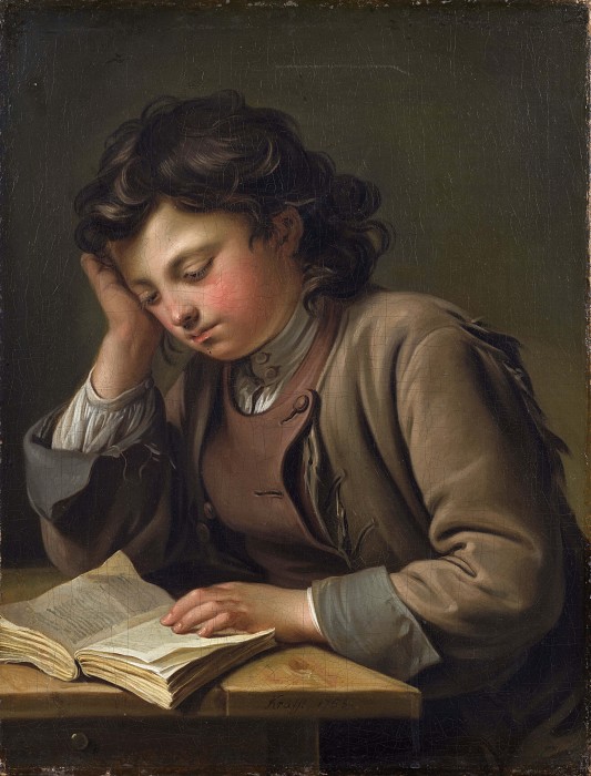 佩尔·克拉夫特（Per Krafft） –阅读的孩子油画