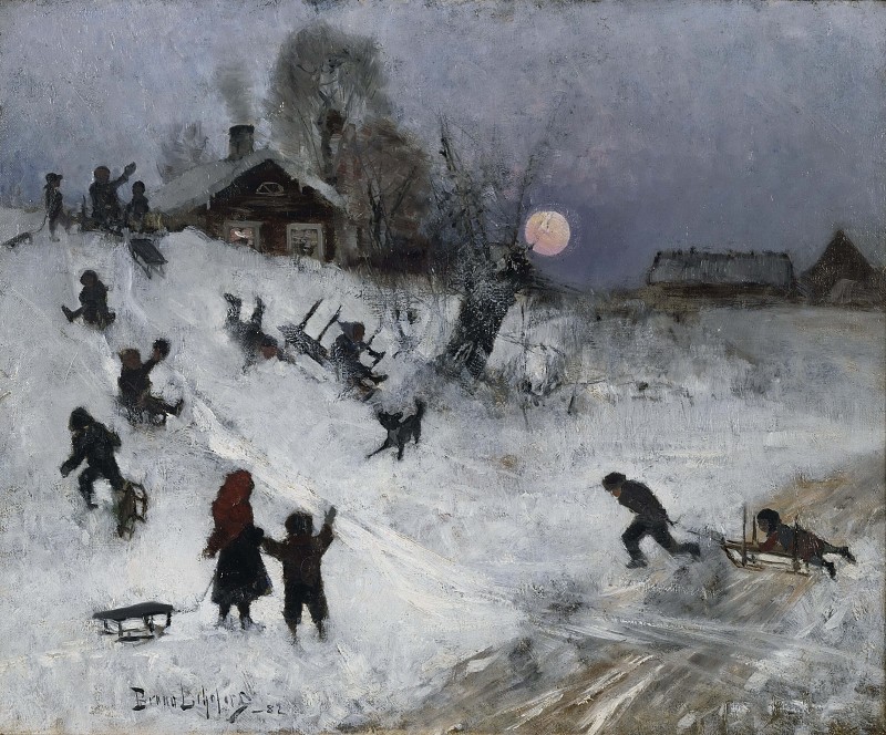 布鲁诺·利列佛斯（ Bruno Liljefors） –雪橇 1882油画