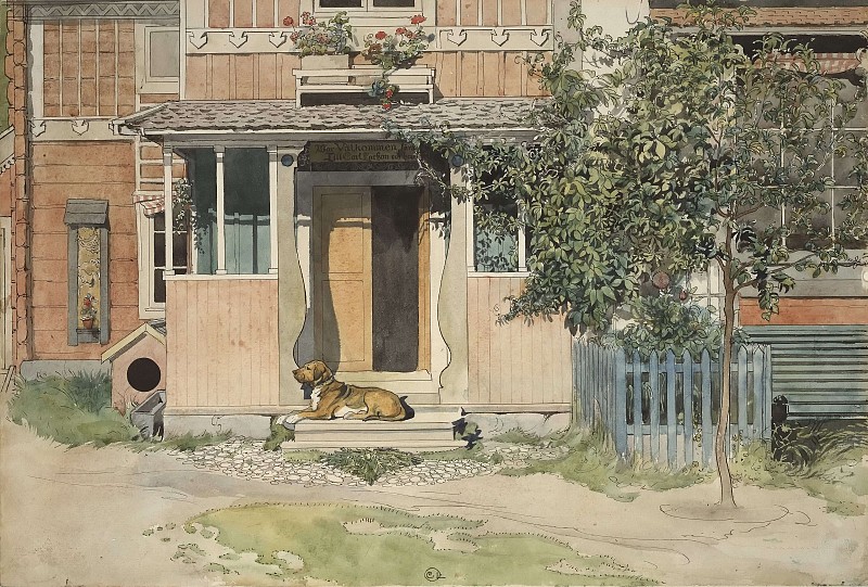 卡尔·拉尔森（ Carl Larsson） –阳台油画