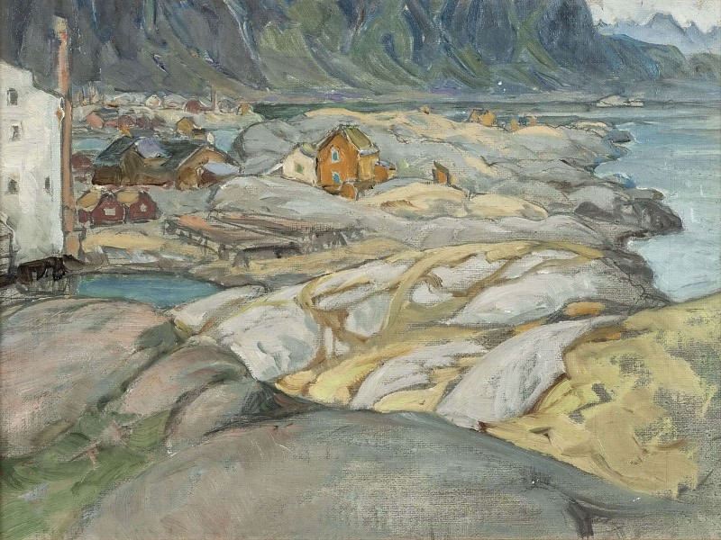 安娜·卡塔琳娜·博伯格（Anna Katarina Boberg ） –山脚下的村庄油画