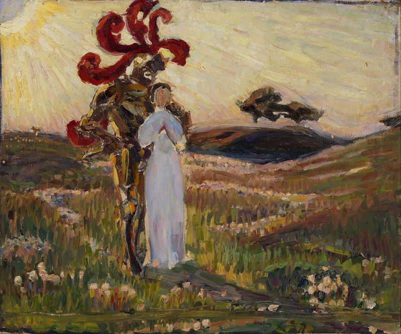 斯文·理查德·伯格（Sven Richard Bergh） –《骑士与女仆》油画