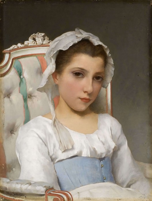 雨果·费德里克·萨尔姆森（ Hugo Federick Salmson） –年轻女孩的画像油画