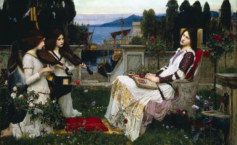 约翰·威廉姆·沃特豪斯(John William Waterhouse) –圣塞西莉亚油画