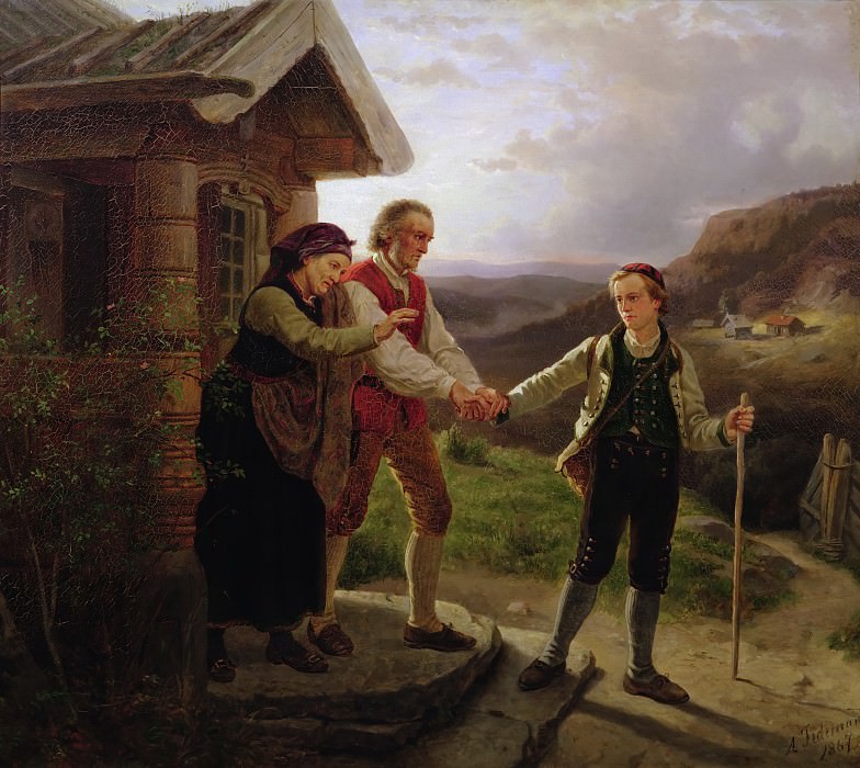 阿道夫·泰德曼（ Adolph Tidemand） –小儿子的告别 油画