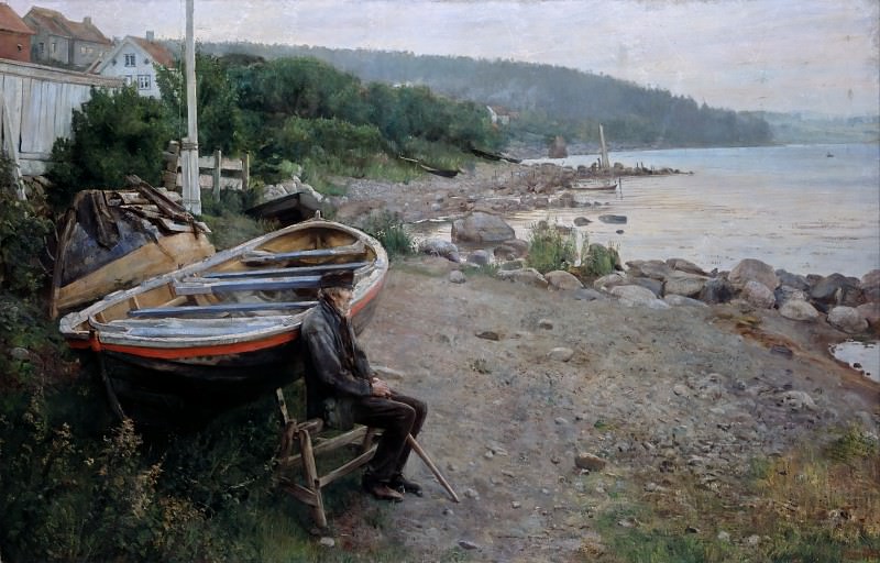 汉斯·奥拉夫·海耶达尔（ Hans Olaf Heyerdahl） – Asgardstrand 1887年,景观油画