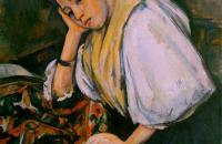 保罗·塞尚（ Paul Cezanne） –年轻的意大利女孩在她的手肘上休息 油画作品