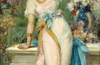 汉斯·扎茨卡（ Hans Zatska） -盛开的花园里的美丽 油画作品