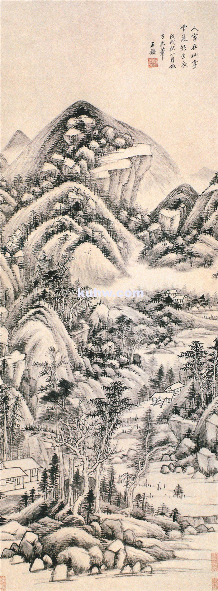 王鉴 仿子久山水图轴作品下载