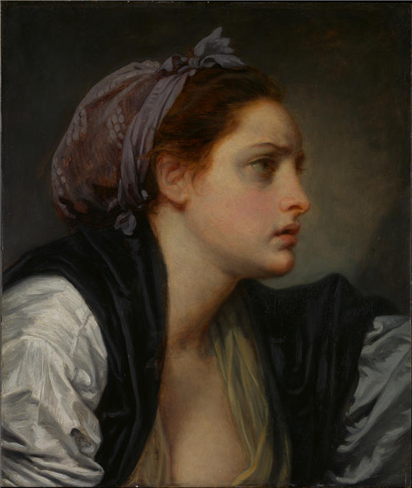 让-巴蒂斯特·格鲁兹（Jean-Baptiste Greuze）-女人的头 高清下载