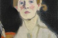 海伦·谢夫贝克  《自画像，黑色背景》