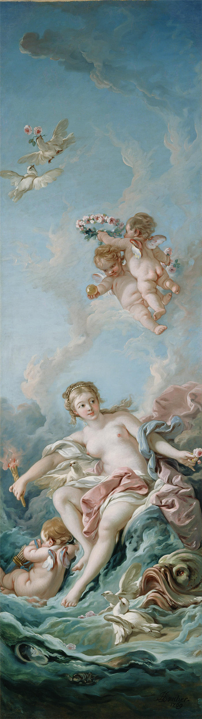 弗朗索瓦·布歇（François Boucher）-金星在海浪上 作品下载