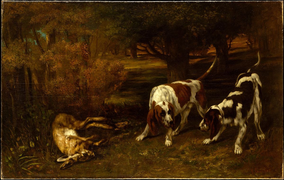 古斯塔夫·库尔贝（ Gustave Courbet） – 猎狗与野兔 作品下载