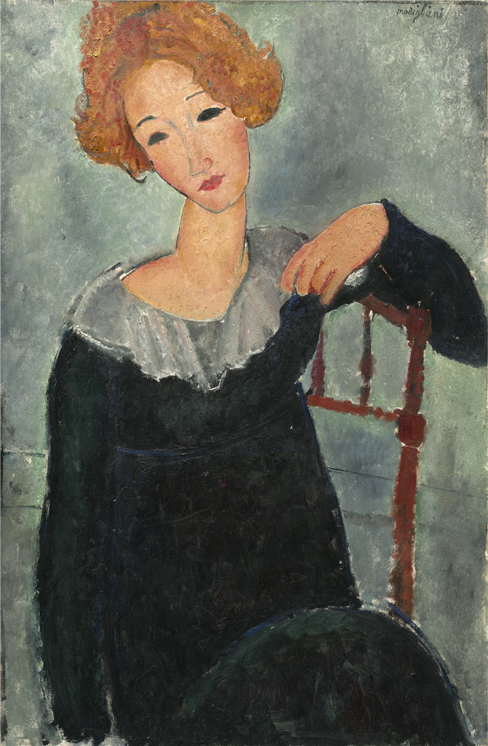 阿米迪奥·莫迪利亚尼（Amedeo Modigliani）-红头发的女人 1917 作品下载