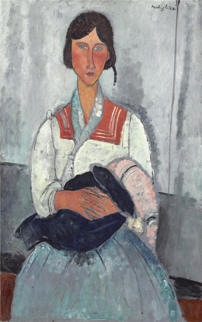 阿米迪奥·莫迪利亚尼（Amedeo Modigliani）-婴儿的吉普赛女人 1919 作品下载