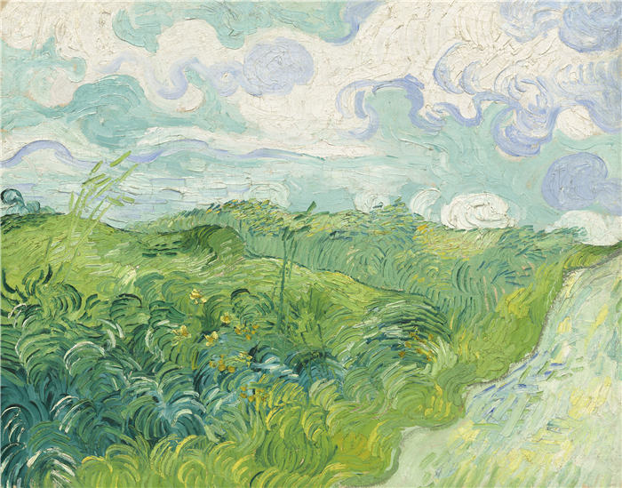 文森特·梵高（Vincent van Gogh）-绿色麦田，奥弗 1890 作品下载
