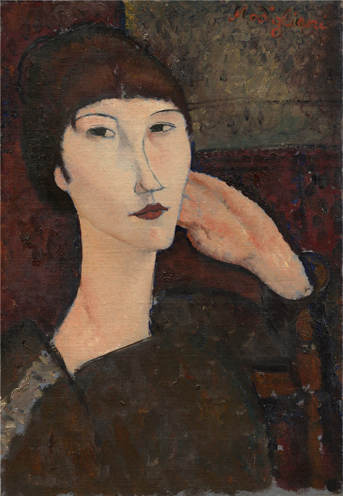 阿米迪奥·莫迪利亚尼（Amedeo Modigliani）-艾德丽安（刘海的女人） 1917 作品下载