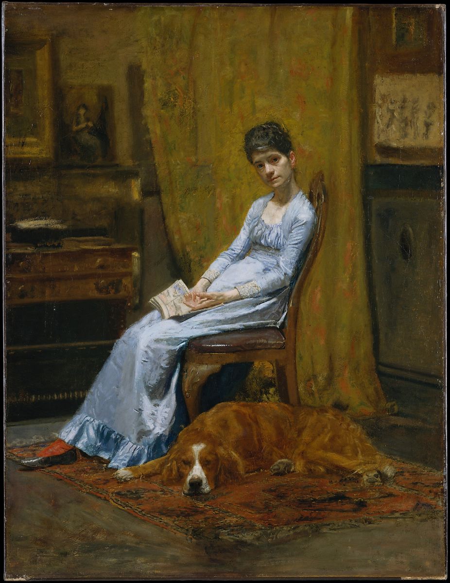 托马斯·埃金斯（Thomas Eakins）–艺术家的妻子和他的二传手狗 作品下载