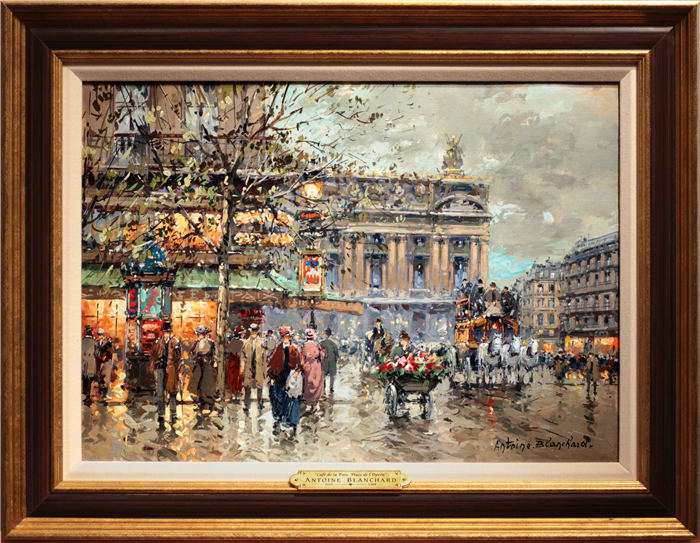 安托万·布兰查德（Antoine Blanchard）-“歌剧院广场和Paix咖啡馆 1900年” 作品下载