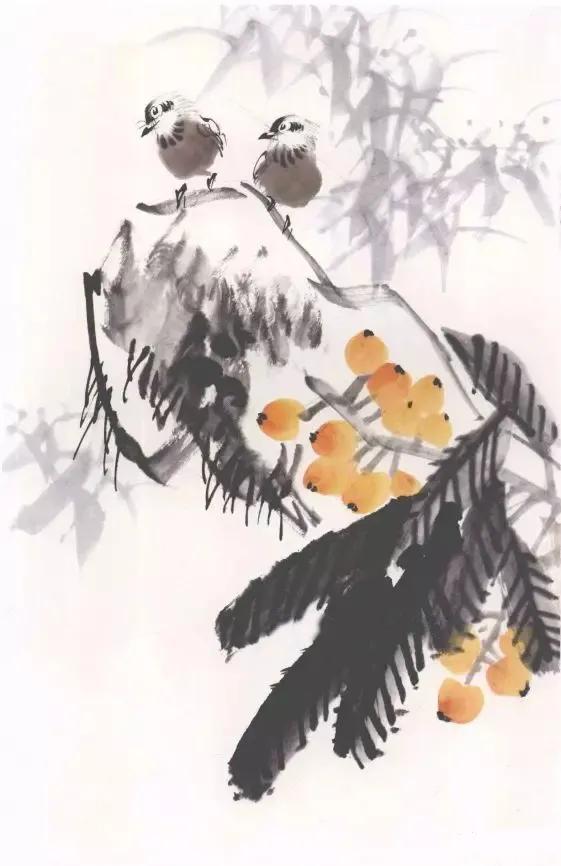 彩墨荔枝、枇杷画法步骤