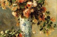 皮埃尔·奥古斯特·雷诺阿（Pierre-Auguste Renoir）–代尔夫特花瓶中的玫瑰和茉莉花 1880 作品欣赏