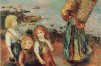 皮埃尔·奥古斯特·雷诺阿（Pierre-Auguste Renoir）–垂钓贻贝的女孩 1888 作品欣赏