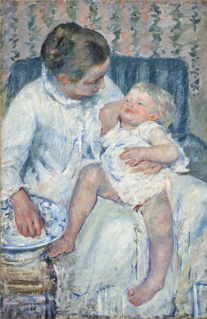 玛丽·卡萨特(Mary Cassatt)-母亲要洗她的困孩子 1880 作品下载