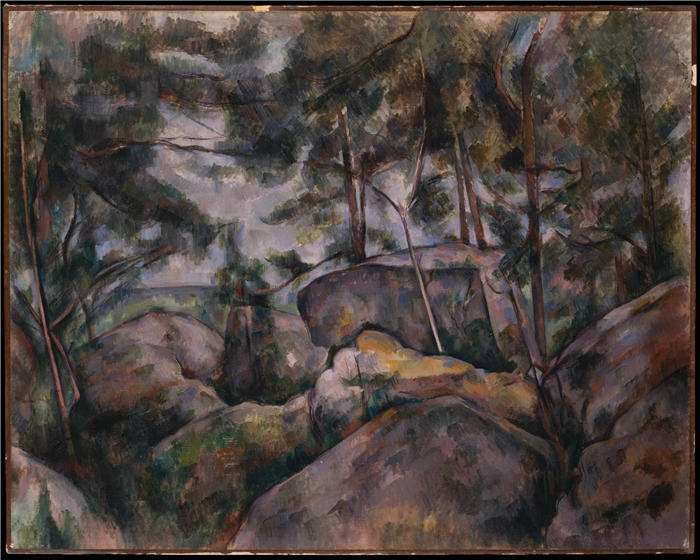 保罗·塞尚(Paul Cézanne)-1900年 森林中的岩石 作品下载