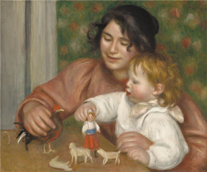 皮埃尔·奥古斯特·雷诺阿（Pierre-Auguste Renoir）–带玩具的孩子-加布里埃尔和艺术家的儿子，吉恩 1896 作品