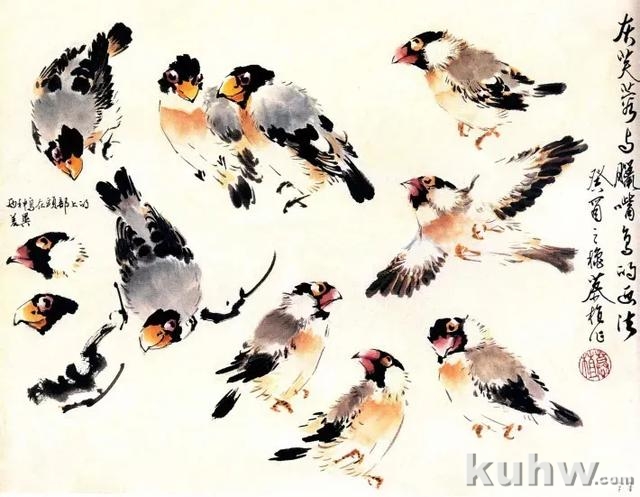 图文教程:写意花鸟画技法之鸣禽画法