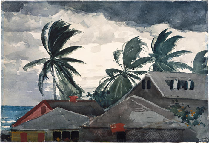 温斯洛·荷马（Winslow Homer）作品《1898年 ，巴哈马，飓风》高清下载.