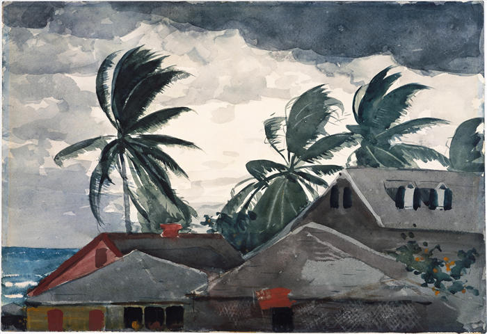 温斯洛·荷马(Winslow Homer)作品《1898年 ,巴哈马,飓风》高清下载.